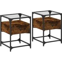 Berkfield Home Bedside Cabinets 2 pcs Smoked Oak 40x40x55 cm Engineered Wood in Brown | Size: 40 x 40 x 55 cm