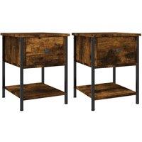 Berkfield Home Bedside Tables 2 pcs Smoked Oak 34x35.5x45 cm Engineered Wood in Brown