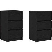 Berkfield Home Bedside Cabinets with 3 Drawers 2 pcs Black 39x35x65 cm | Size: 39 x 35 x 65 cm