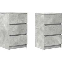 Berkfield Home Bedside Cabinets with 3 Drawers 2 pcs Concrete Grey 39x35x65 cm | Size: 39 x 35 x 65 cm