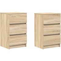 Berkfield Home Bedside Cabinets with 3 Drawers 2 pcs Sonoma Oak 39x35x65 cm in Brown | Size: 39 x 35 x 65 cm