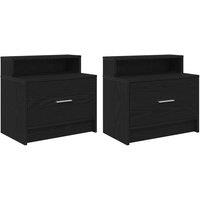 Berkfield Home Bedside Cabinets with Drawer 2 pcs Black Oak 51x31x47 cm | Size: 51 x 31 x 47 cm
