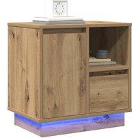 Berkfield Home Bedside Cabinets with LED 2 pcs Artisan Oak 50x34, 5x50 cm in Brown