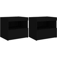 Berkfield Home Bedside Cabinets with LED Lights 2 pcs Black 50x40x45 cm | Size: 50 x 40 x 45 cm