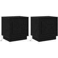 Berkfield Home Bedside Cabinets with LED Lights 2 pcs Black Oak 44x34, 5x45 cm