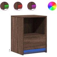 Berkfield Home Bedside Cabinets with LED Lights 2 pcs Brown Oak Engineered Wood