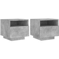 Berkfield Home Bedside Cabinets with LED Lights 2 pcs Concrete Grey 40x39x37 cm | Size: 40 x 39 x 37 cm