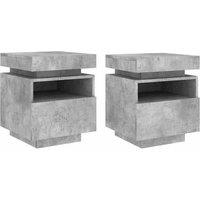 Berkfield Home Bedside Cabinets with LED Lights 2 pcs Concrete Grey 40x39x48.5 cm