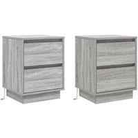 Berkfield Home Bedside Cabinets with LED Lights 2 pcs Grey Sonoma 39x34.5x50 cm