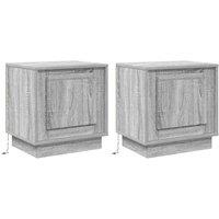 Berkfield Home Bedside Cabinets with LED Lights 2 pcs Grey Sonoma 44x34, 5x45 cm