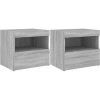 Berkfield Home Bedside Cabinets with LED Lights 2 pcs Grey Sonoma 50x40x45 cm | Size: 50 x 40 x 45 cm