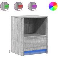 Berkfield Home Bedside Cabinets with LED Lights 2 pcs Grey Sonoma Engineered Wood