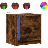 Berkfield Home Bedside Cabinets with LED Lights 2 pcs Smoked Oak Engineered Wood in Brown
