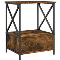 Berkfield Home Bedside Table Smoked Oak 50x41x65 cm Engineered Wood in Brown | Size: 50 x 41 x 65 cm
