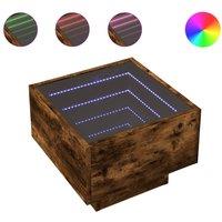Berkfield Home Bedside Table with Infinity LED Smoked Oak 40x40x30 cm in Brown | Size: 40 x 40 x 30 cm