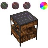 Berkfield Home Bedside Table with Infinity LED Smoked Oak 40x40x51 cm in Brown | Size: 40 x 40 x 51 cm
