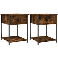 Berkfield Home Bedside Tables 2 pcs Smoked Oak 44x45x58 cm Engineered Wood in Brown | Size: 44 x 45 x 58 cm