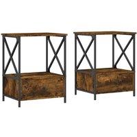 Berkfield Home Bedside Tables 2 pcs Smoked Oak 50x41x65 cm Engineered Wood in Brown | Size: 50 x 41 x 65 cm