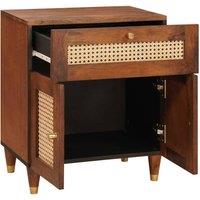 Berkfield Home Bedside Tables with Drawer Brown Cane & solid mango wood
