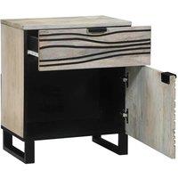 Berkfield Home Bedside Tables with Drawer White & Black 50 x 33 x 60 cm