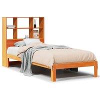 Berkfield Home Bookcase Bed Frame Wax Brown 75x190 cm Small Single Solid Wood Pine