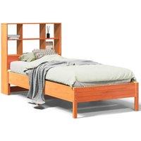 Berkfield Home Bookcase Bed Frame Wax Brown 75x190 cm Small Single Solid Wood Pine