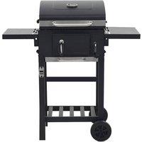 Berkfield Home Charcoal-Fueled BBQ Grill with Bottom Shelf Black