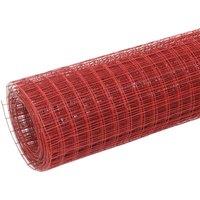 Berkfield Home Chicken Wire Fence Steel with PVC Coating 10x1.5 m Red