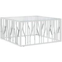 Berkfield Home Coffee Table 100x100x50 cm Stainless Steel & Glass in Silver | Size: 100 x 100 x 50 cm