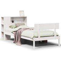 Berkfield Home Bookcase Bed Frame White 75x190 cm Small Single Solid Wood Pine