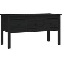 Berkfield Home Coffee Table Black 102x49x55 cm Solid Wood Pine | Size: 102 x 49 x 55 cm