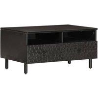 Berkfield Home Coffee Table Black 80x54x40 cm Solid Wood Mango | Size: 80 x 54 x 40 cm