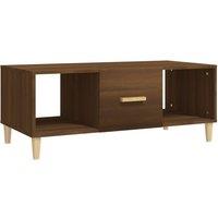 Berkfield Home Coffee Table Brown Oak 102x50x40 cm Engineered Wood | Size: 102 x 50 x 40 cm
