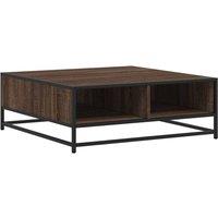 Berkfield Home Coffee Table Brown Oak 80x80x30 cm Engineered Wood & Metal | Size: 80 x 80 x 30 cm