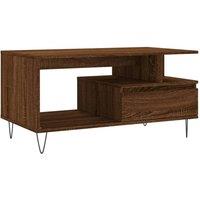 Berkfield Home Coffee Table Brown Oak 90x49x45 cm Engineered Wood | Size: 90 x 49 x 45 cm