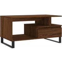 Berkfield Home Coffee Table Brown Oak 90x49x45 cm Engineered Wood | Size: 90 x 49 x 45 cm