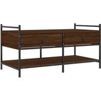 Berkfield Home Coffee Table Brown Oak 99x50x50 cm Engineered Wood | Size: 99 x 50 x 50 cm