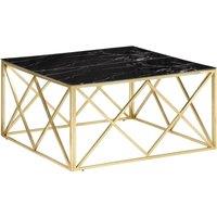 Berkfield Home Coffee Table Gold Stainless Steel & Tempered Glass