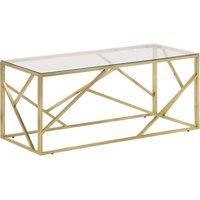 Berkfield Home Coffee Table Gold Stainless Steel & Tempered Glass