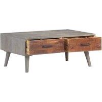Berkfield Home Coffee Table Grey 100x60x40 cm Solid Rough Mango Wood | Size: 100 x 60 x 40 cm