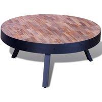 Berkfield Home Coffee Table Round Reclaimed Teak Wood in Black
