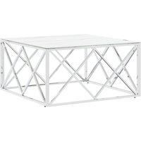 Berkfield Home Coffee Table Silver 80x80x40 cm Stainless Steel & Glass | Size: 80 x 80 x 40 cm