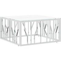 Berkfield Home Coffee Table Silver 80x80x40 cm Stainless Steel & Glass | Size: 80 x 80 x 40 cm