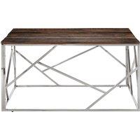 Berkfield Home Coffee Table Silver Stainless Steel & Solid Wood Sleeper