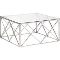 Berkfield Home Coffee Table Silver Stainless Steel & Tempered Glass