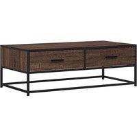 Berkfield Home Coffee Table Brown Oak 100x50x35 cm Engineered Wood & Metal | Size: 100 x 50 x 35 cm