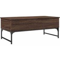 Berkfield Home Coffee Table Brown Oak 100x50x40 cm Engineered Wood & Metal | Size: 100 x 50 x 40 cm