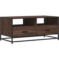 Berkfield Home Coffee Table Brown Oak 100x50x45 cm Engineered Wood & Metal | Size: 100 x 50 x 45 cm