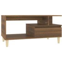 Berkfield Home Coffee Table Brown Oak 90x49x45 cm Engineered Wood | Size: 90 x 49 x 45 cm