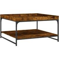 Berkfield Home Coffee Table Smoked Oak 80x80x45 cm Engineered Wood & Iron in Brown | Size: 80 x 80 x 45 cm